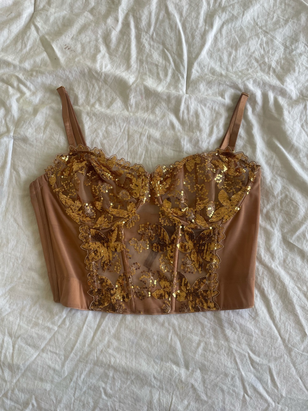 Victoria's Secret Very Sexy Gold Sequined Corset Top